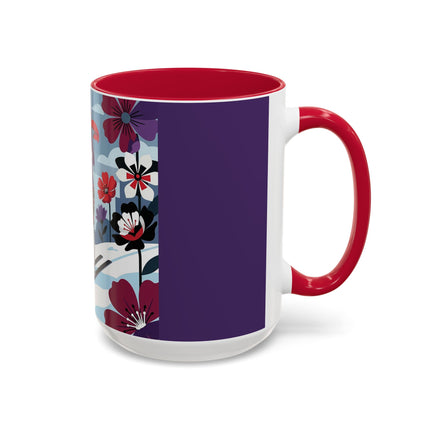 🎿❄️ The Winter Flower Skier Colorful Mug – Art Deco Alpine Fantasy