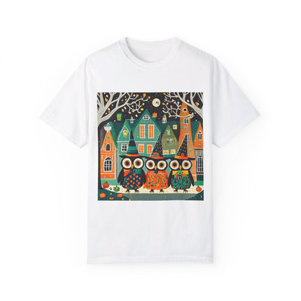 Night of the Trick-or-Treating Owlets Unisex Garment-Dyed T-shirt