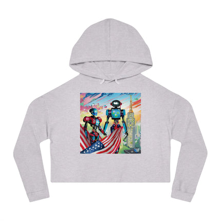 High Fashion Cyberpunk CIA Robots Cropped Hooded Sweatshirt