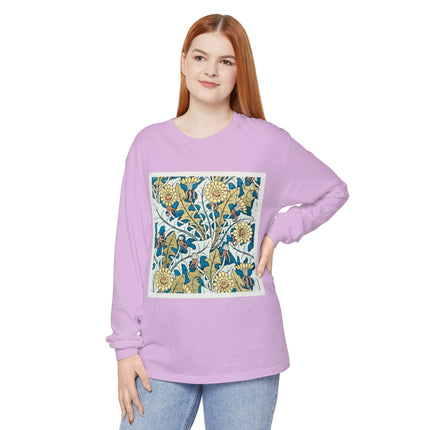 Art Nouveau Dandelion Flower Garment-dyed Long Sleeve T-Shirt