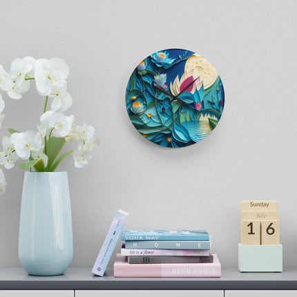 Ethereal Moonlit Lake Acrylic Wall Clock, Round and Square
