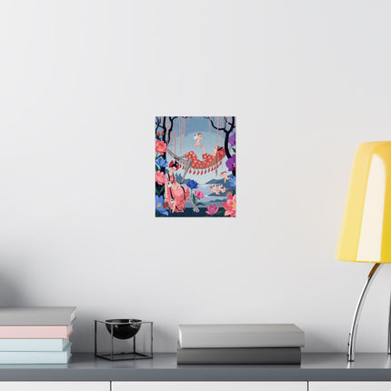 🪽🪷 The Garden Of Little Cupids Matte Vertical Poster – Art Deco Botanical Fantasy