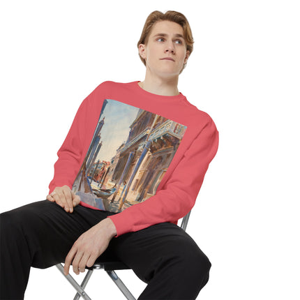 Gondola Moorings on the Grand Canal by John Singer Sargent Unisex Garment-Dyed Sweatshirt