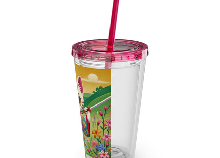 Samurai Kitten Sunsplash Tumbler with Straw, 16oz