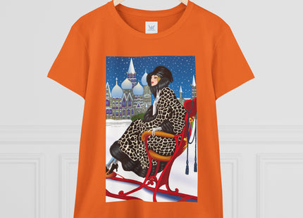 Elegant Winter Woman in Sleigh Women's Midweight Cotton Tee