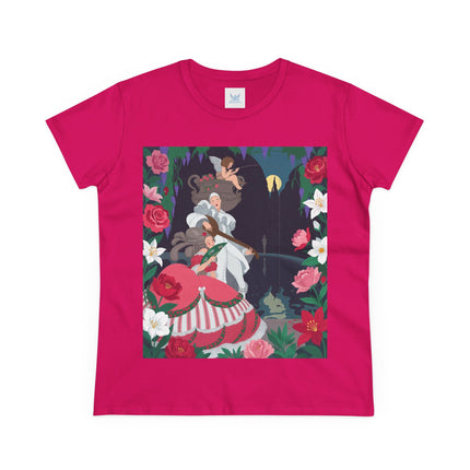 🌹🎶 The Midnight Garden Serenade Cotton Tee – Art Deco Romantic Fantasy