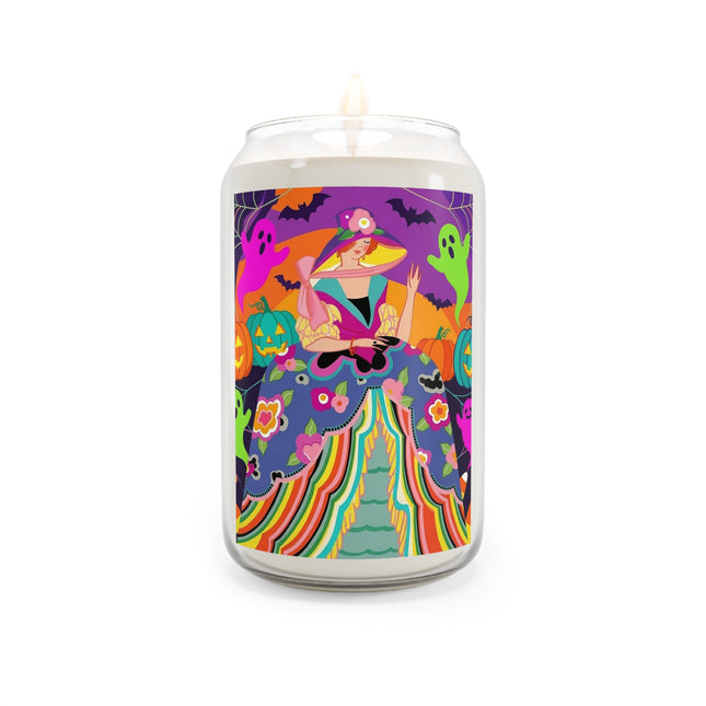 🌈👻 The Rainbow Ghost Masquerade Scented Soy Candle – Colorful Halloween Charm