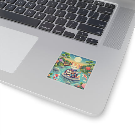 Melodic Kitten by the Koi Pond Kiss-Cut Stickers (4 Sizes)
