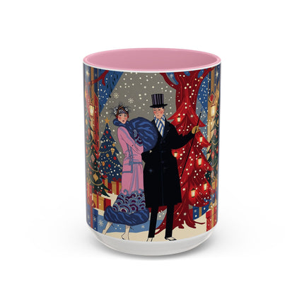 🎩🎄 Christmas Eve Promenade Colorful Mug – Art Deco Holiday Elegance