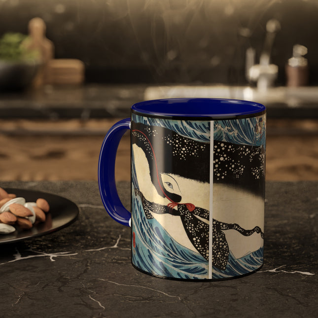 Miyamoto no Musashi Attacking the Giant Whale by Utagawa Kuniyoshi Colorful Mugs, 11oz