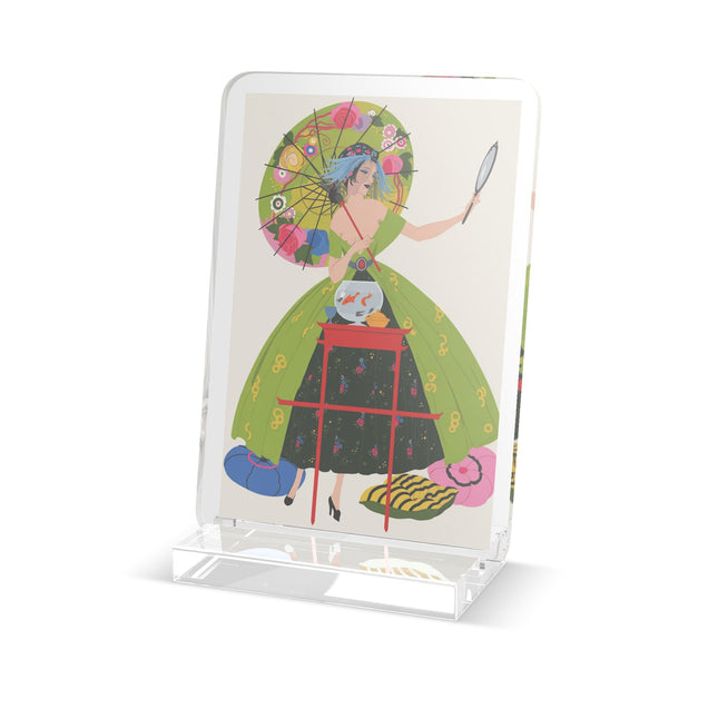 Lady with the Golden Fish Acrylic Plaque – Whimsical Fashion & Playful Fantasy