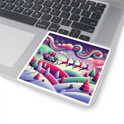 Festive Reindeer Flight Kiss-Cut Stickers (4 Sizes)
