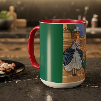 The Peacock's Admiration Colorful Mug (11oz, 15oz) – Rococo Elegance, Peacock Beauty & Garden Charm