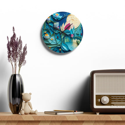 Ethereal Moonlit Lake Acrylic Wall Clock, Round and Square