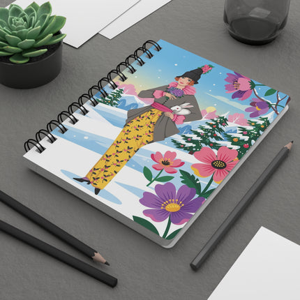 🐇❄️ The Lady Of The Winter Rabbit Garden Spiral Notebook – Art Deco Holiday Fantasy