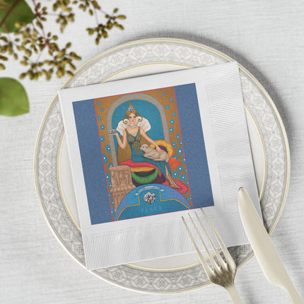 April & Diamond Zodiac White Coined Napkins