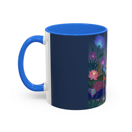 Moonlit Incense Ceremony Colorful Mugs – Art Deco Meditation Garden