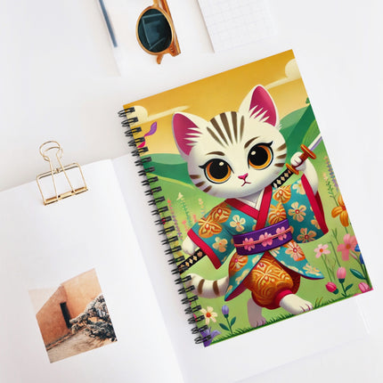 Samurai Kitten Spiral Notebook - Ruled Line