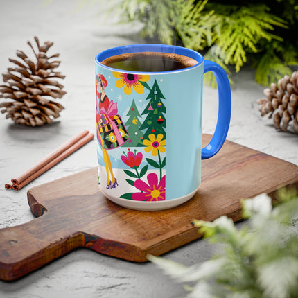 🌸🎄 Christmas In The Winter Garden Colorful Mug – Whimsical Holiday Fantasy