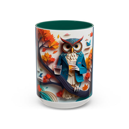 Owl at an Autumn Park Colorful Mugs (11oz, 15oz)