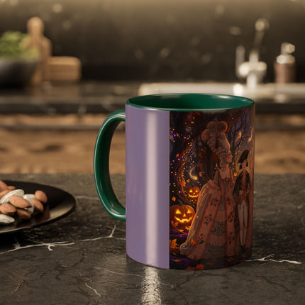 🎃🌙 The Midnight Court Of Pumpkin Grove Colorful Mug – Elegant Halloween Masquerade