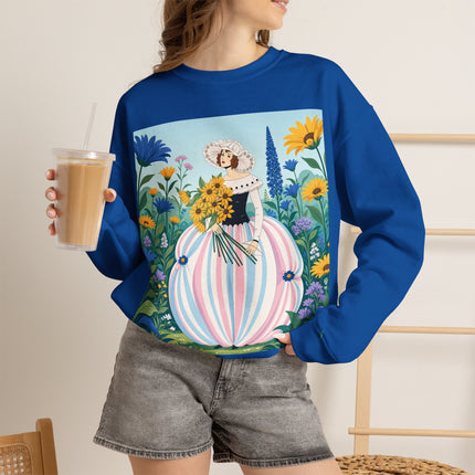 🌻🎀 The Sunflower Garden Bouquet Crewneck Sweatshirt – Art Deco Floral Elegance