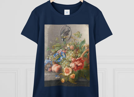 Still Life With Flowers, Fruit, A Great Tit And A Mouse by Herman Henstenburgh Women's Midweight Cotton Tee