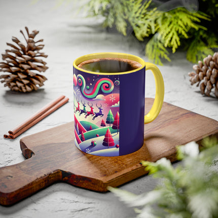 Festive Reindeer Flight Colorful Mugs (11oz, 15oz)