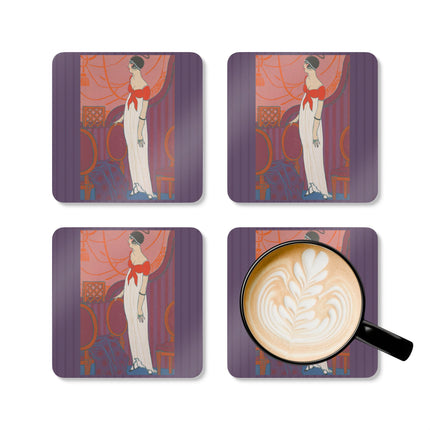 L’Entracte by Georges Lepape Corkwood Coaster Set