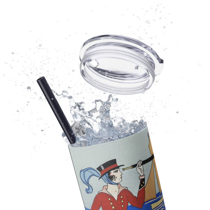 Costume de Yacht by George Barbier Skinny Tumbler with Straw, 20oz