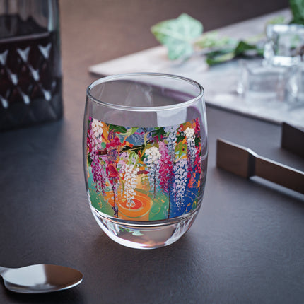 Golden Wisteria Elegance Whiskey Glass