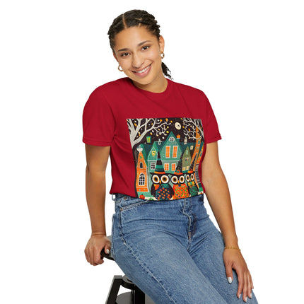 Night of the Trick-or-Treating Owlets Unisex Garment-Dyed T-shirt