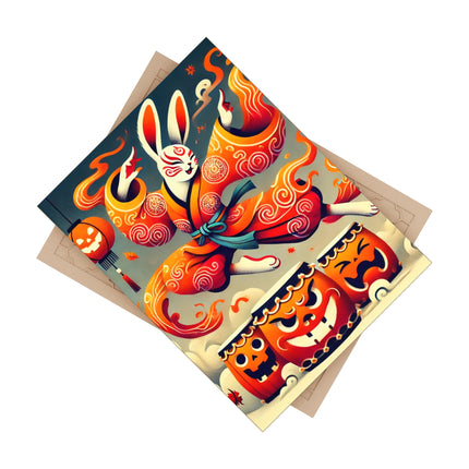 Jack-O’-Lantern Drums & The Kabuki Rabbit Ceramic Tile