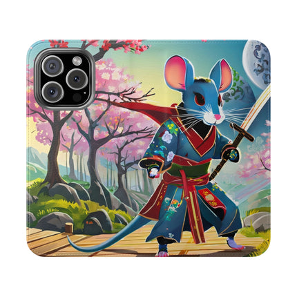 🐀⚔️ Cyber Samurai Rat Flip Case – Neon Discipline & Futuristic Skill