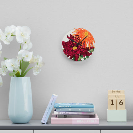 Dahlia Flower by Tanigami Kônan Acrylic Wall Clock, Round and Square