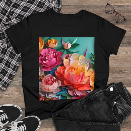 Peonies in Full Bloom Women's Midweight Cotton Tee