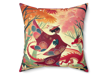 The Dragon Fairy’s Dance Spun Polyester Square Pillow
