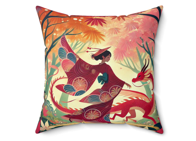 The Dragon Fairy’s Dance Spun Polyester Square Pillow