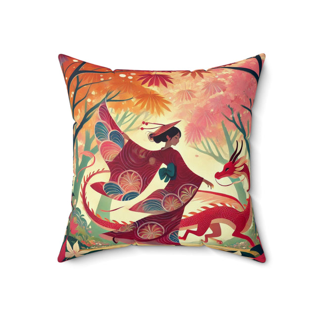 The Dragon Fairy’s Dance Spun Polyester Square Pillow