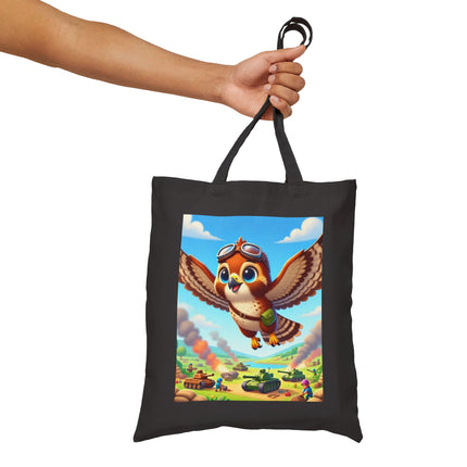 The Red-Tailed Hawk in Battle Cotton Canvas Tote Bag – Flight, Courage & High-Flying Adventure