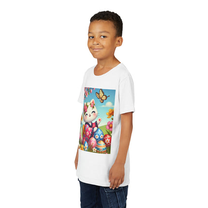 Easter Kitten and Painted Eggs Youth Short Sleeve Tee