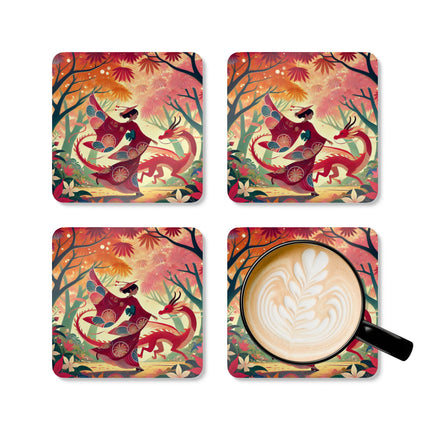 The Dragon Fairy’s Dance Corkwood Coaster Set