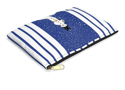 Snowman in Falling Snow Accessory Pouch