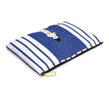 Snowman in Falling Snow Accessory Pouch
