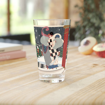 ❄️✨ The Winter Couture Promenade Pint Glass – Art Deco Holiday Elegance