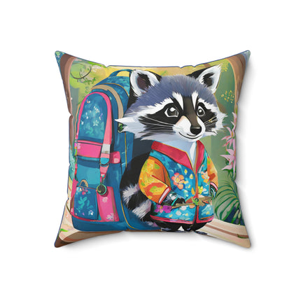 Baby Racoon Spun Polyester Square Pillow