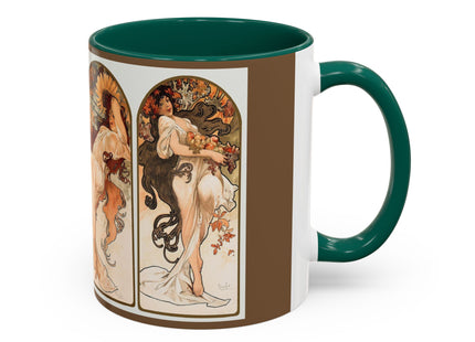 The Seasons by Alphonse Maria Mucha Colorful Mugs (11oz, 15oz)