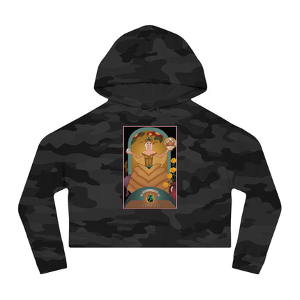 June & Pearl, Alexandrite (from the Gem Series) by Sofia Chiostri Women’s Cropped Hooded Sweatshirt