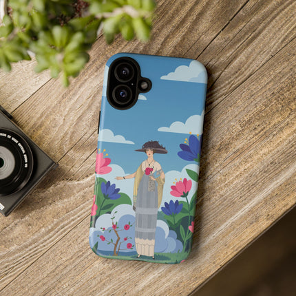 🌸🎩 The Lady Of The Grand Flower Garden Phone Case – Art Deco Fashion Illustration