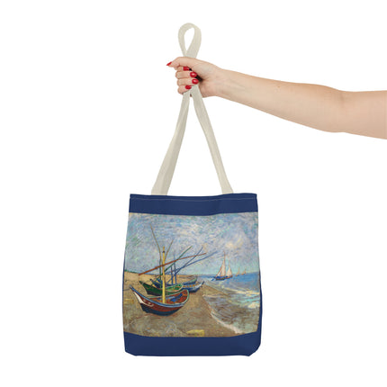 Fishing Boats on the Beach at Saintes-Maries by Vincent Van Gogh Tote Bag (AOP)